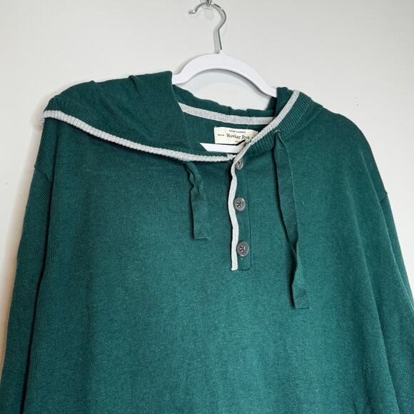 Hawker Rye Men’s Green Cotton Cashmere Henley Hoodie Sweater NWT Size 2XL - Picture 3 of 8